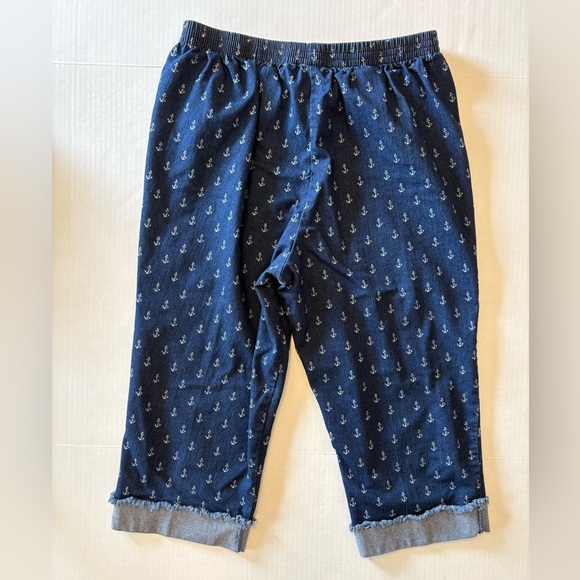 Alfred Dunner anchor print cuffed denim capris size 16 - Picture 2 of 5